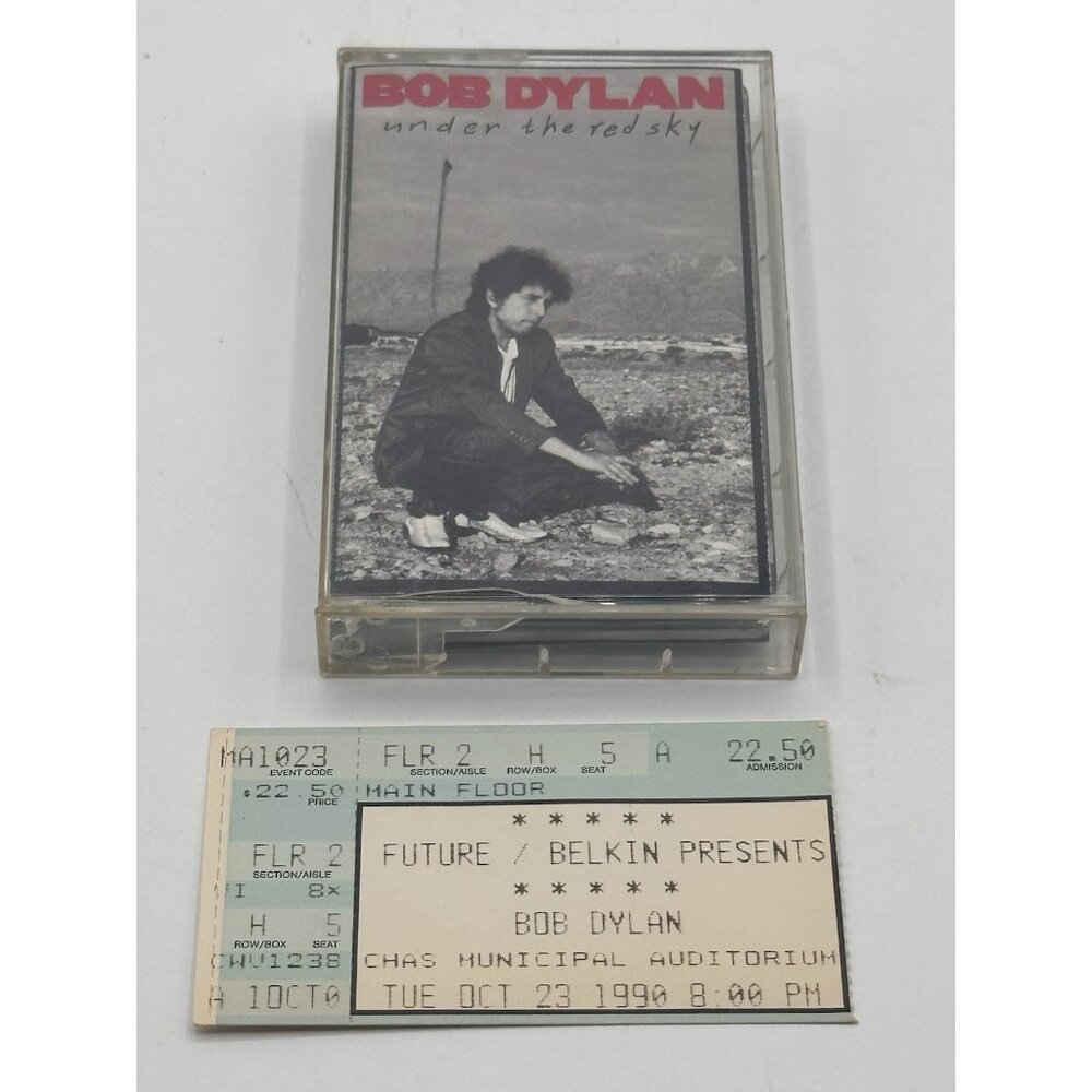 BOB DYLAN - Under The Red Sky 1990 Cassette With 1990 Ticket Stub Huntington WV